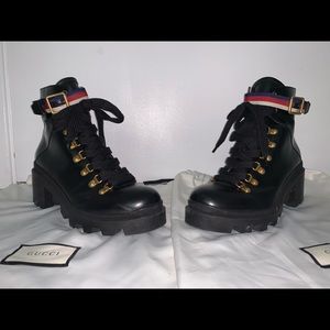 Gucci Leather Combat Boots